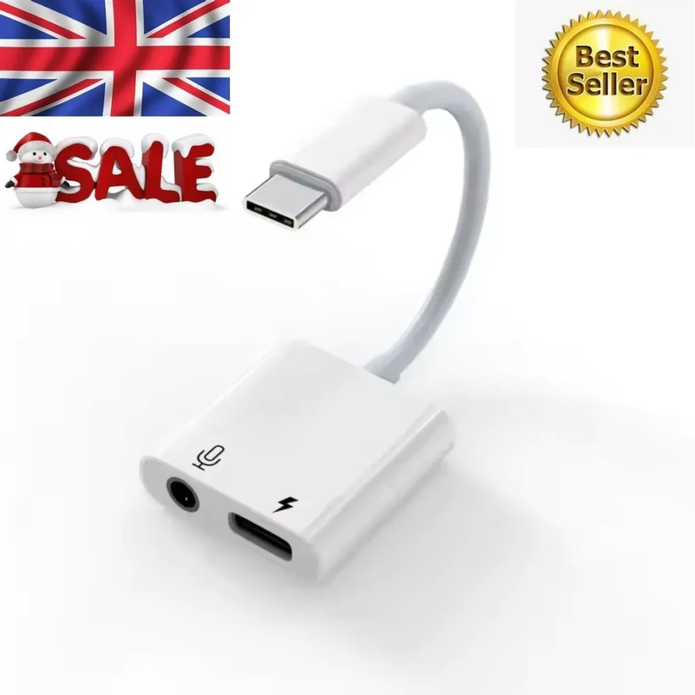 2 in 1 Type C to 3.5mm Jack Earphone Charging Audio Adapter Cable USB C Splitter