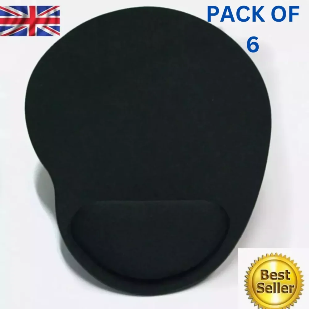 BLACK ANTI-SLIP MOUSE MAT PAD WITH FOAM WRIST SUPPORT PC & LAPTOP ~UK SELLER~ - Image 3