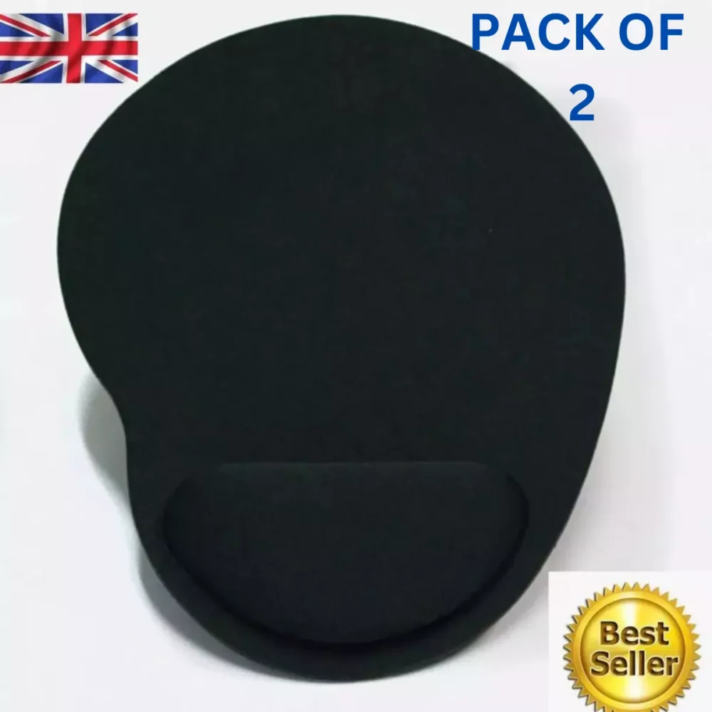 BLACK ANTI-SLIP MOUSE MAT PAD WITH FOAM WRIST SUPPORT PC & LAPTOP ~UK SELLER~ - Image 12